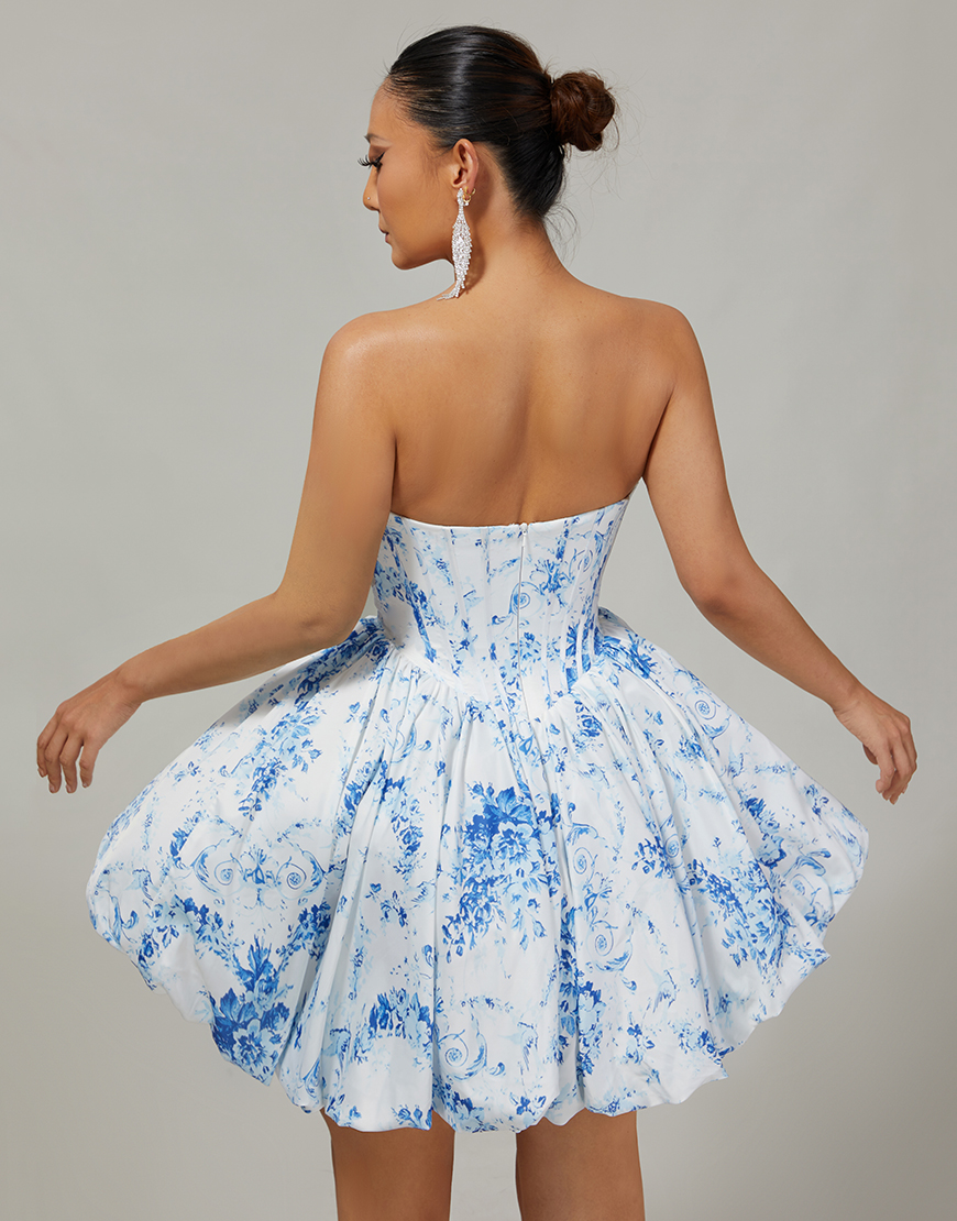 Pink Floral Sweetheart Corset Short A-Line Homecoming Dress