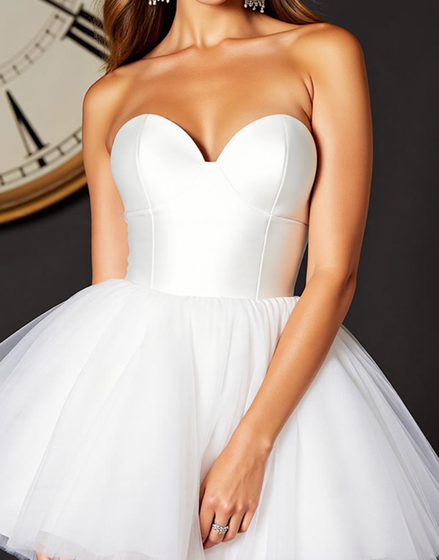 White Sweetheart Tulle A Line Short Corset Homecoming Dress