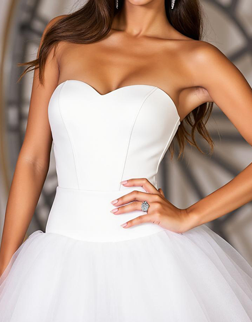 White A Line Tulle Sweetheart Short Homecoming Dress