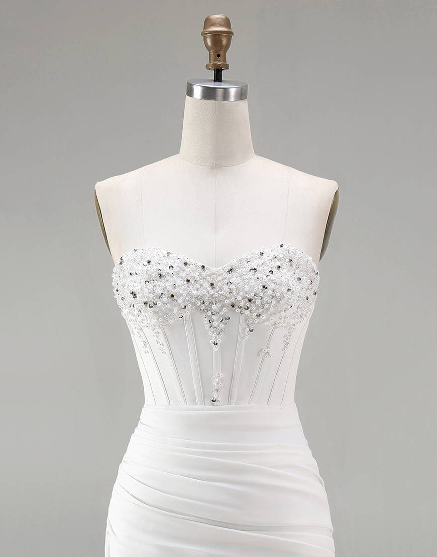 Sparkly White Corset Tight Short Homecoming Dress with Beading