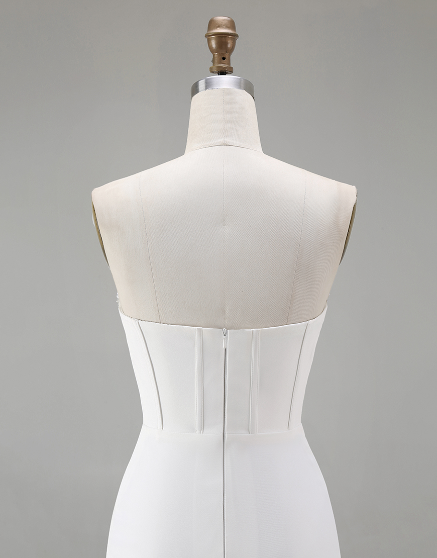 Sparkly White Corset Tight Short Homecoming Dress with Beading