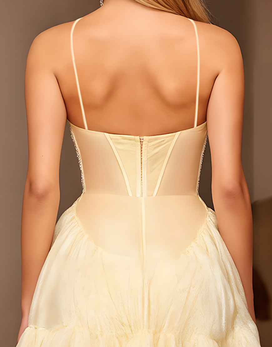 Sparkly Yellow Short A Line Homecoming Dress with Beading