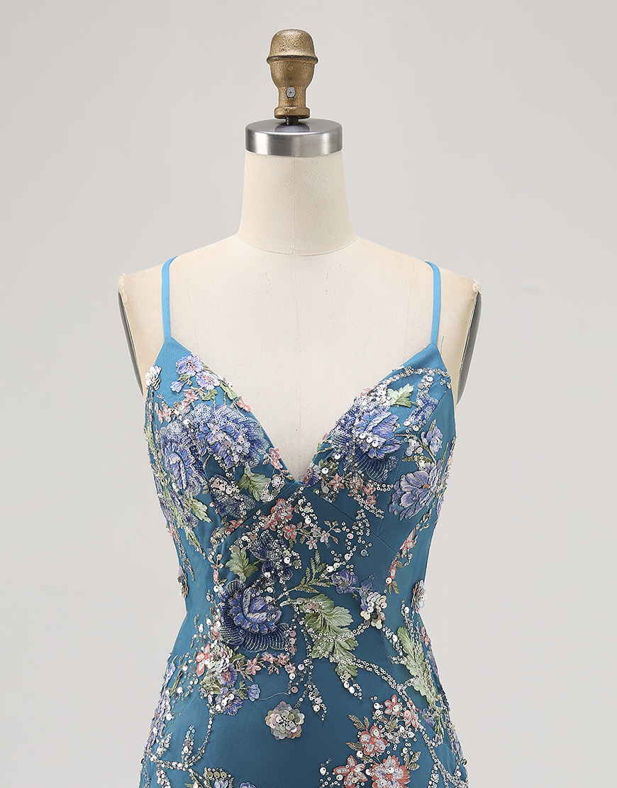 Sparkly Peacock Floral Beaded Tight Short Homecoming Dress with Sequin