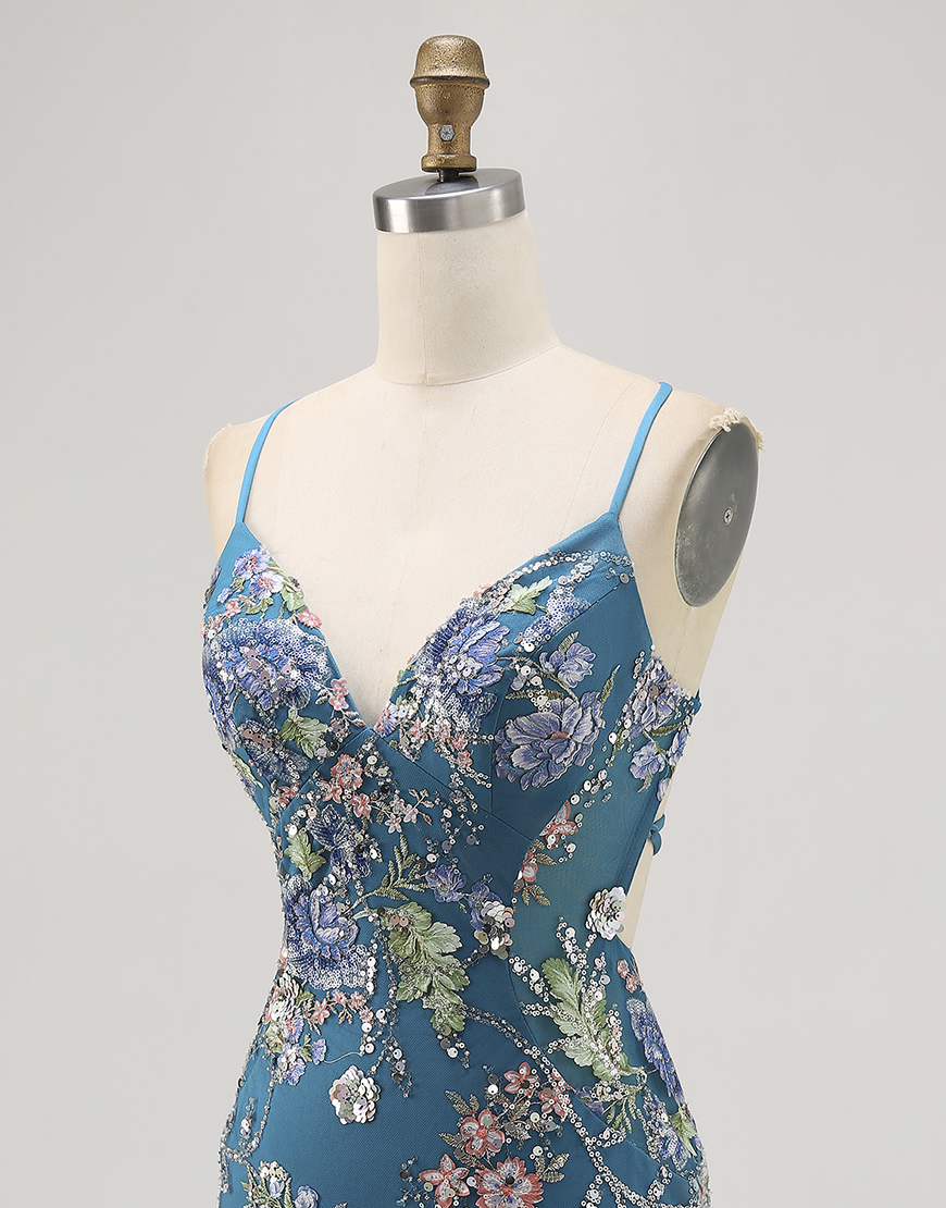 Sparkly Peacock Floral Beaded Tight Short Homecoming Dress with Sequin