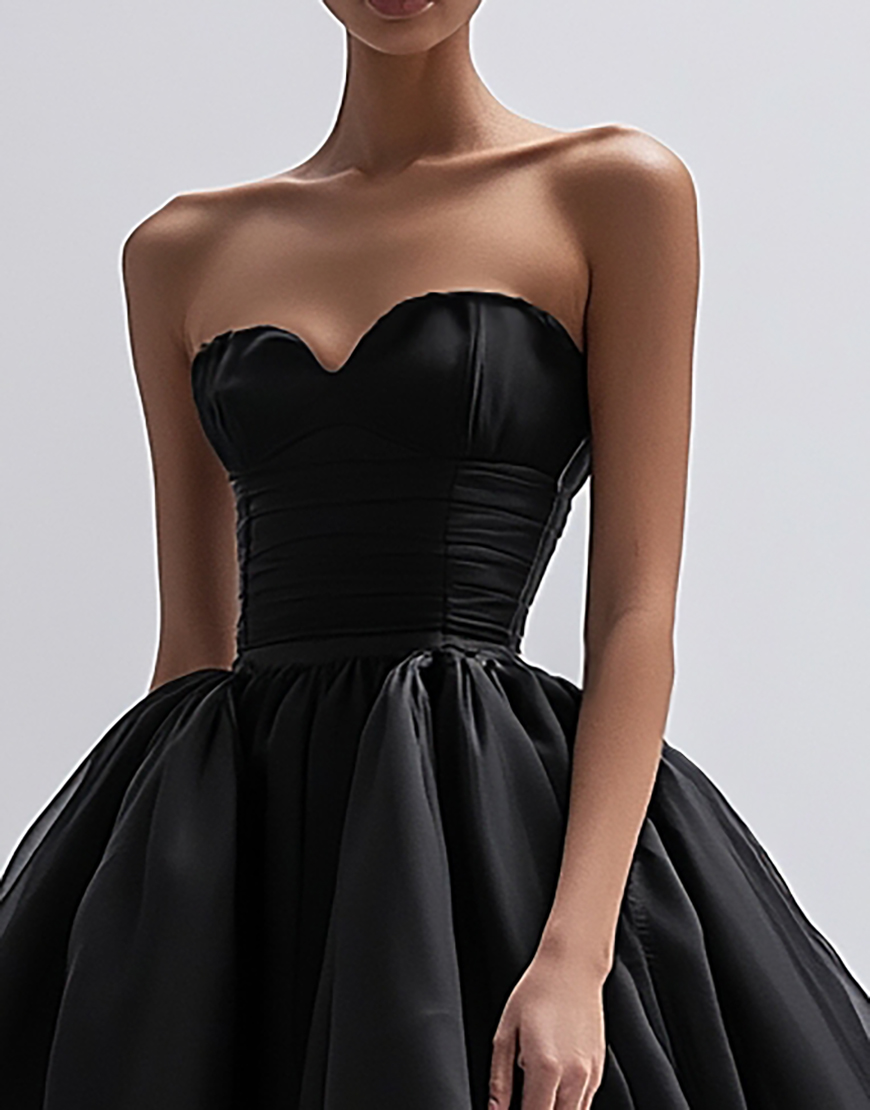Black Tulle Sweetheart A Line Sweetheart Midi Cocktail Dress