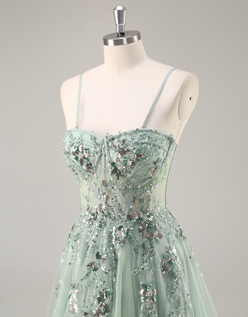 Sparkly Navy Corset Tulle Long Prom Dress with Appliques