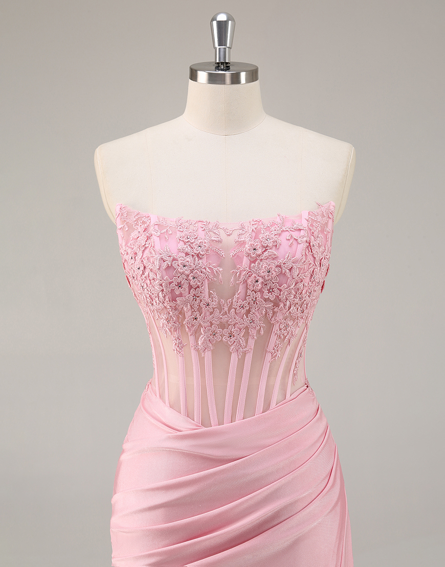 Black Bodycon Satin Short Corset Homecoming Dress with Lace