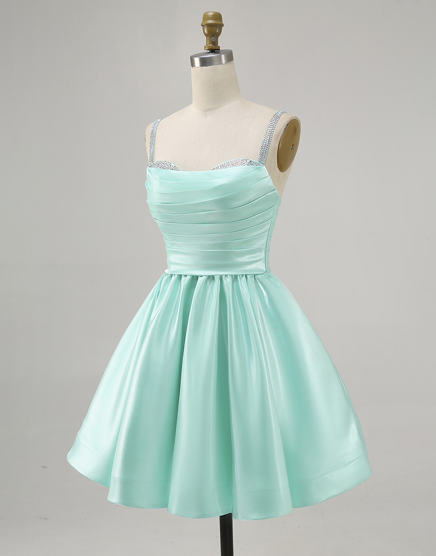 Sparkly Fuchsia A Line Ruched Short Homecoming Dress with Beading