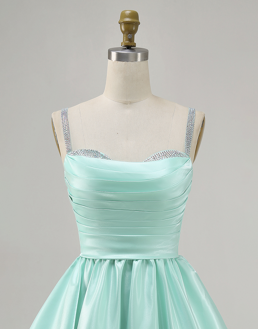 Sparkly Fuchsia A Line Ruched Short Homecoming Dress with Beading