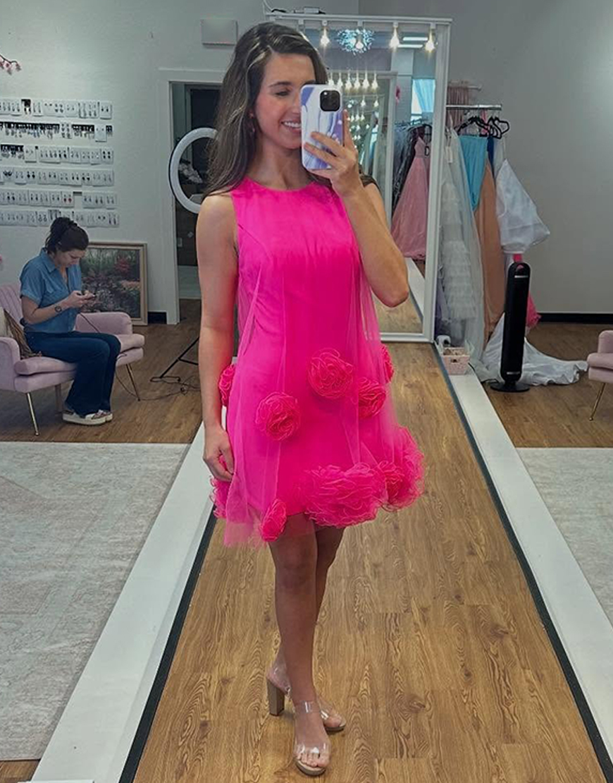 Black Bodycon Short Homecoming Dress with 3D Flower