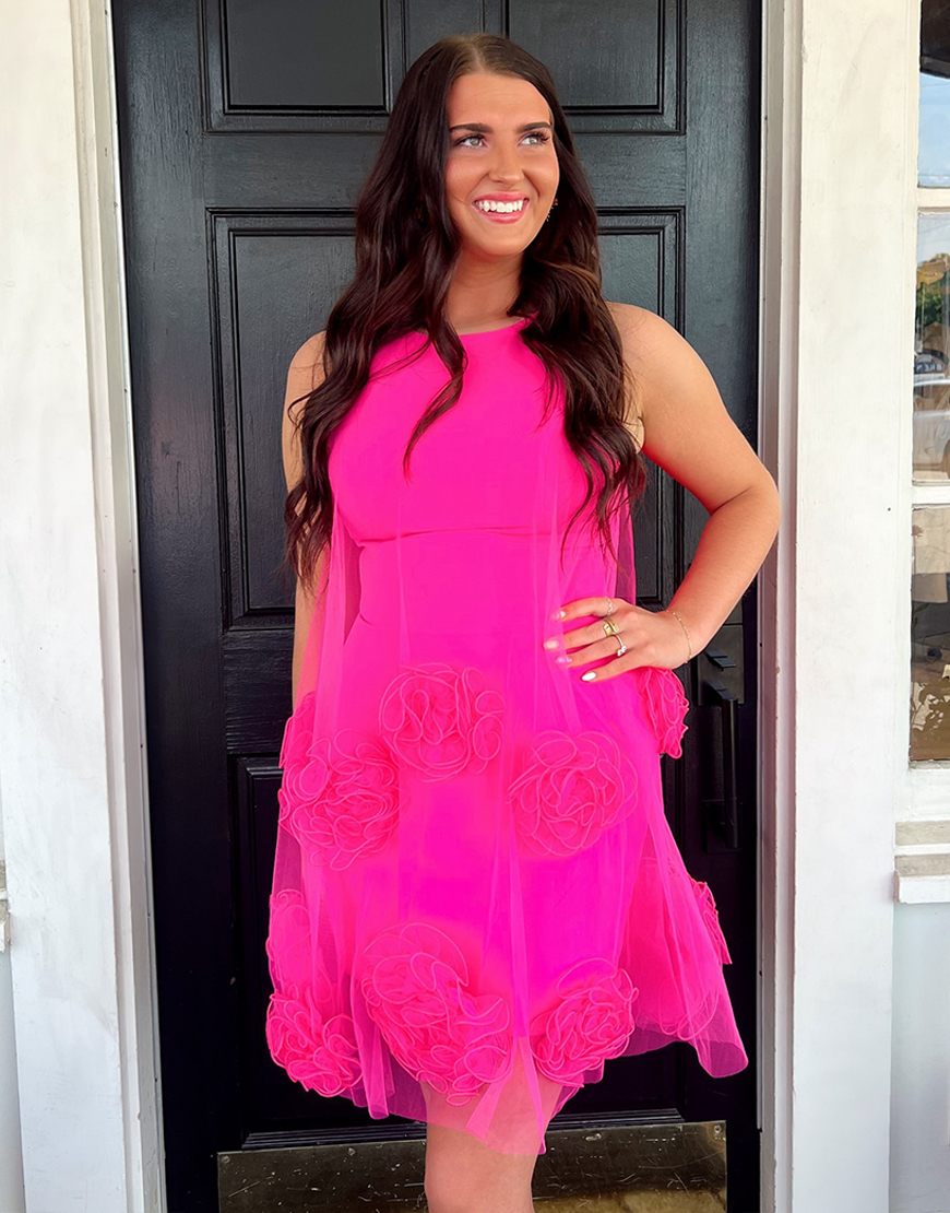 Fuchsia Floral Bodycon Short Homecoming Dress