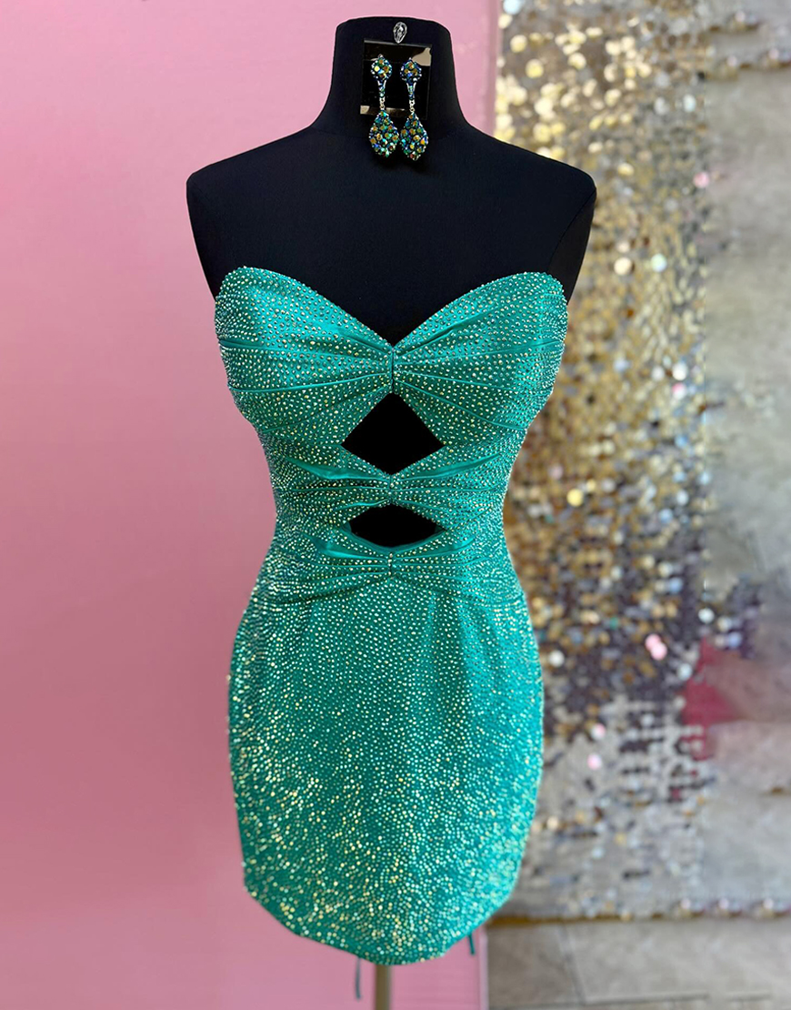 Sparkly Fuchsia Beaded Tight Short Homecoming Dress