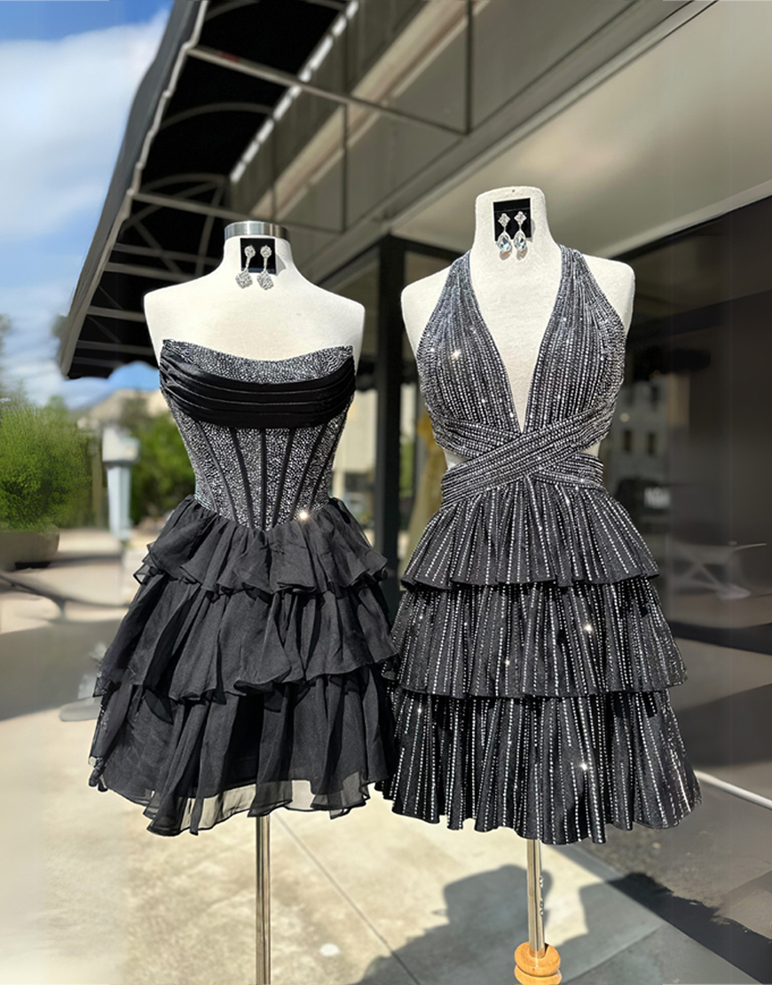 Sparkly Navy Corset A Line Beaded Short Homecoming Dress with Ruffles