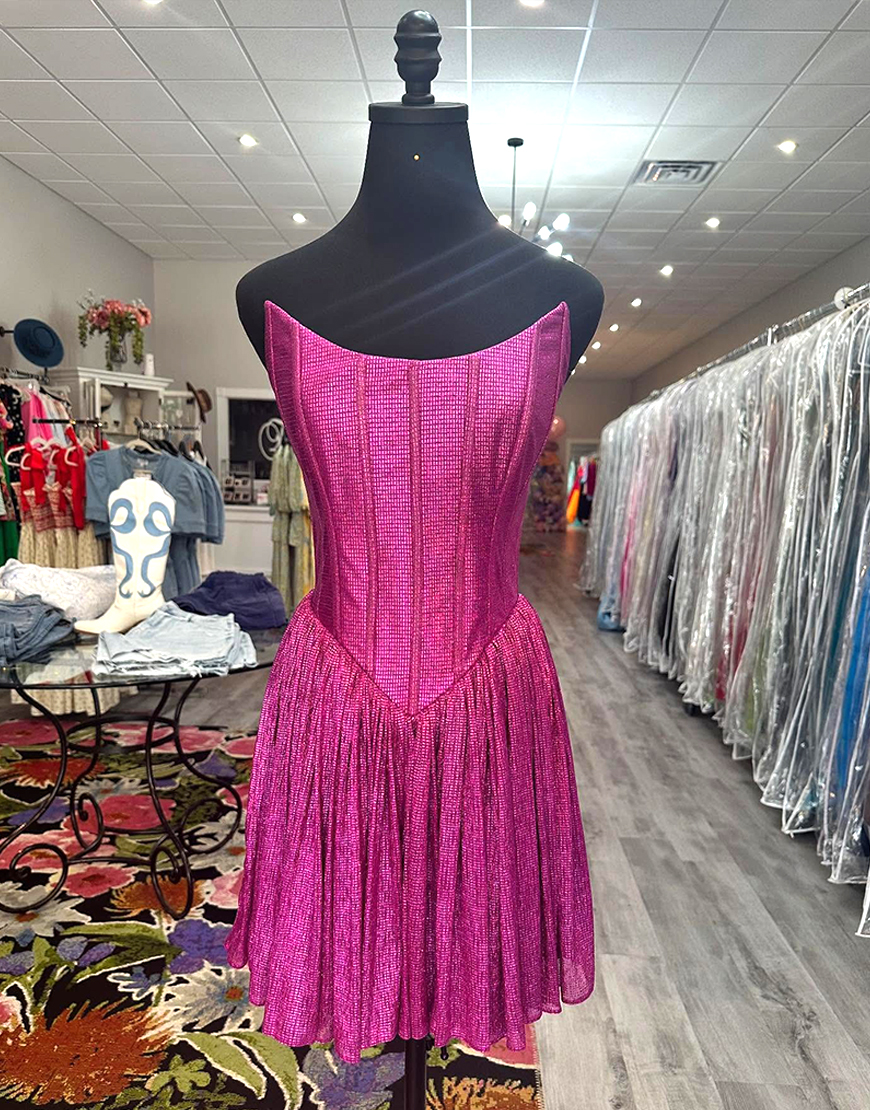 Sparkly Fuchsia Corset A-Line Strapless Short Homecoming Dress