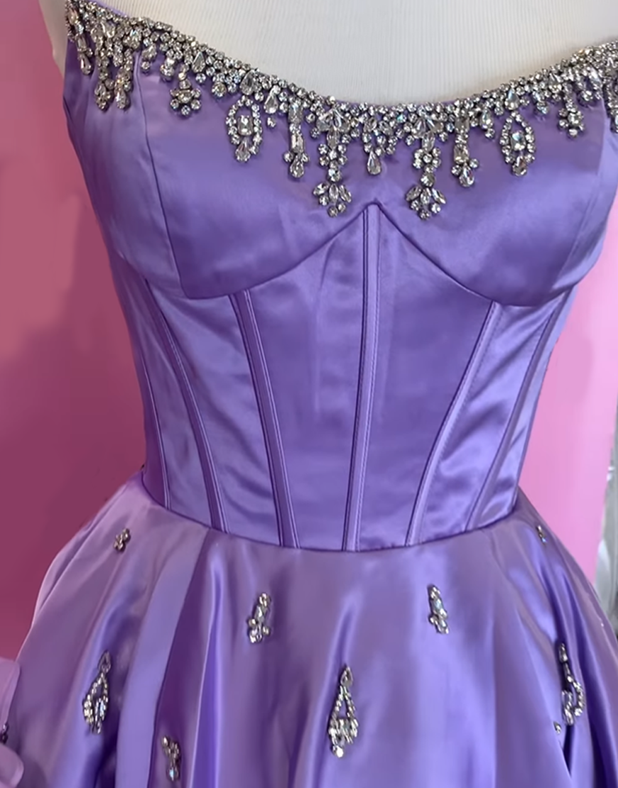 Sparkly Pink Strapless Corset Short Homecoming Dress with Rhinestone