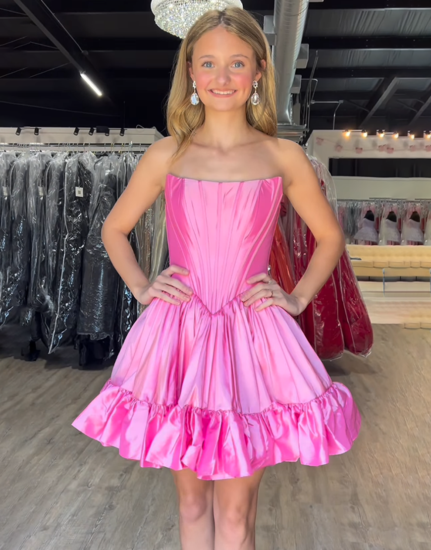 Turquoise Corset A Line Satin Short Homecoming Dress with Ruffles