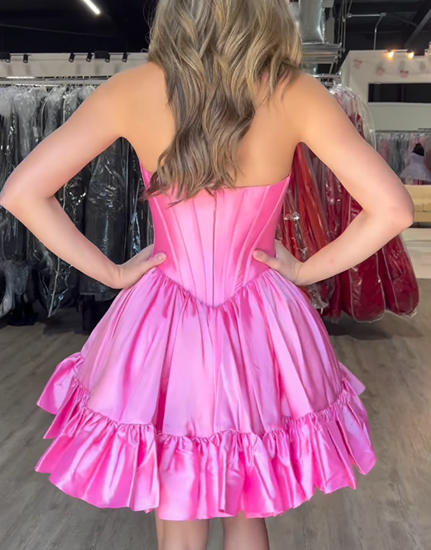 Turquoise Corset A Line Satin Short Homecoming Dress with Ruffles