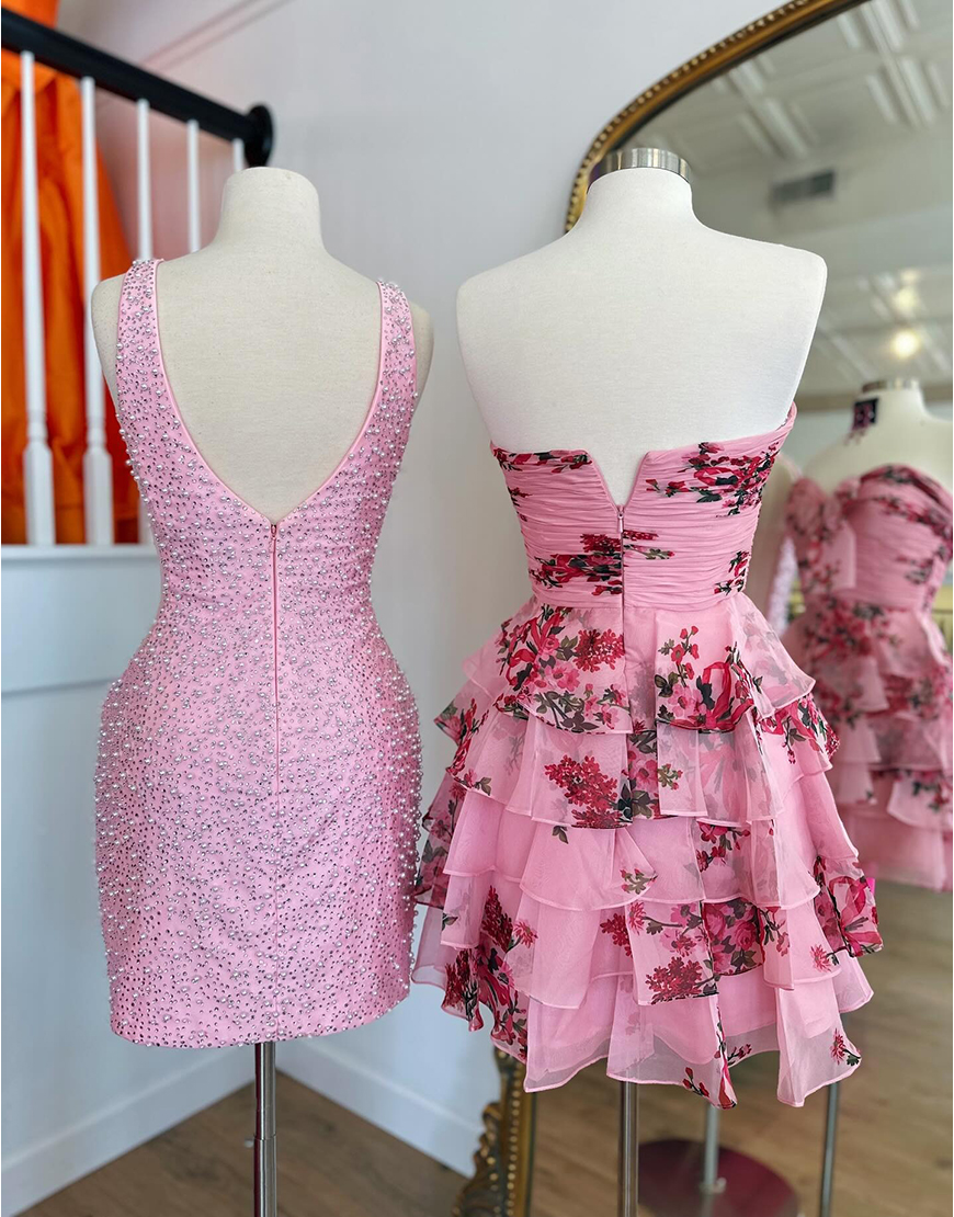 Sparkly Black V Neck Short Homecoming Dress with Beading