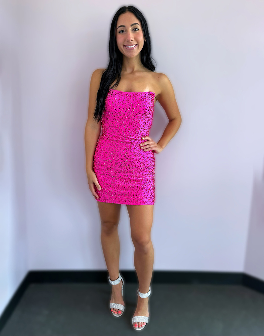 Sparkly Black Strapless Short Homecoming Dress with Beading