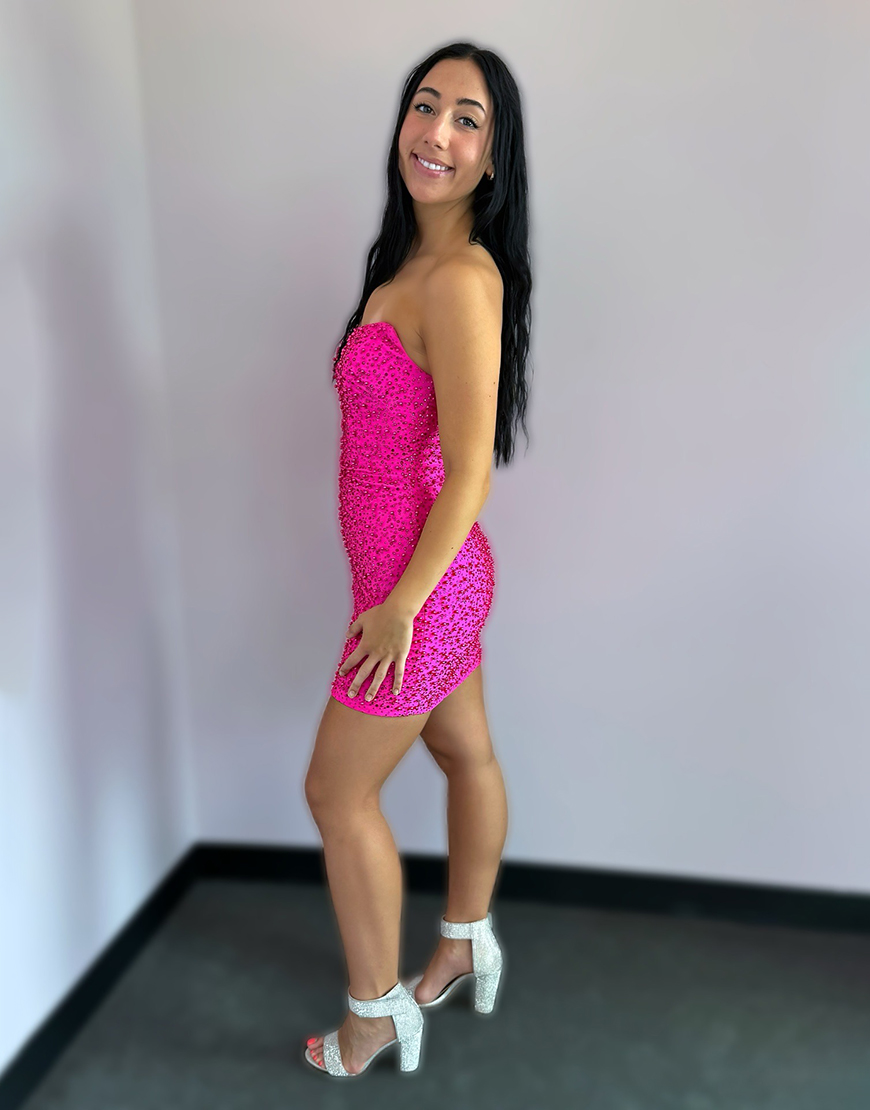 Sparkly Black Strapless Short Homecoming Dress with Beading