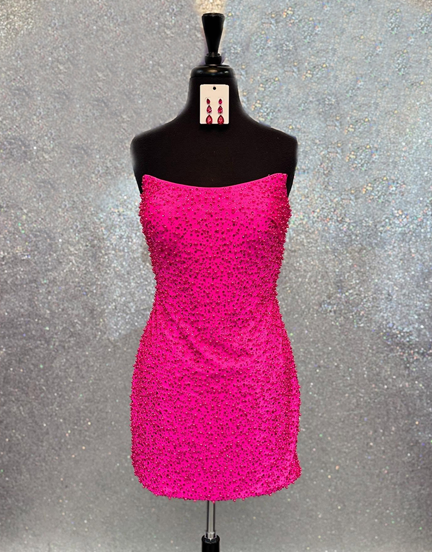 Sparkly Black Strapless Short Homecoming Dress with Beading