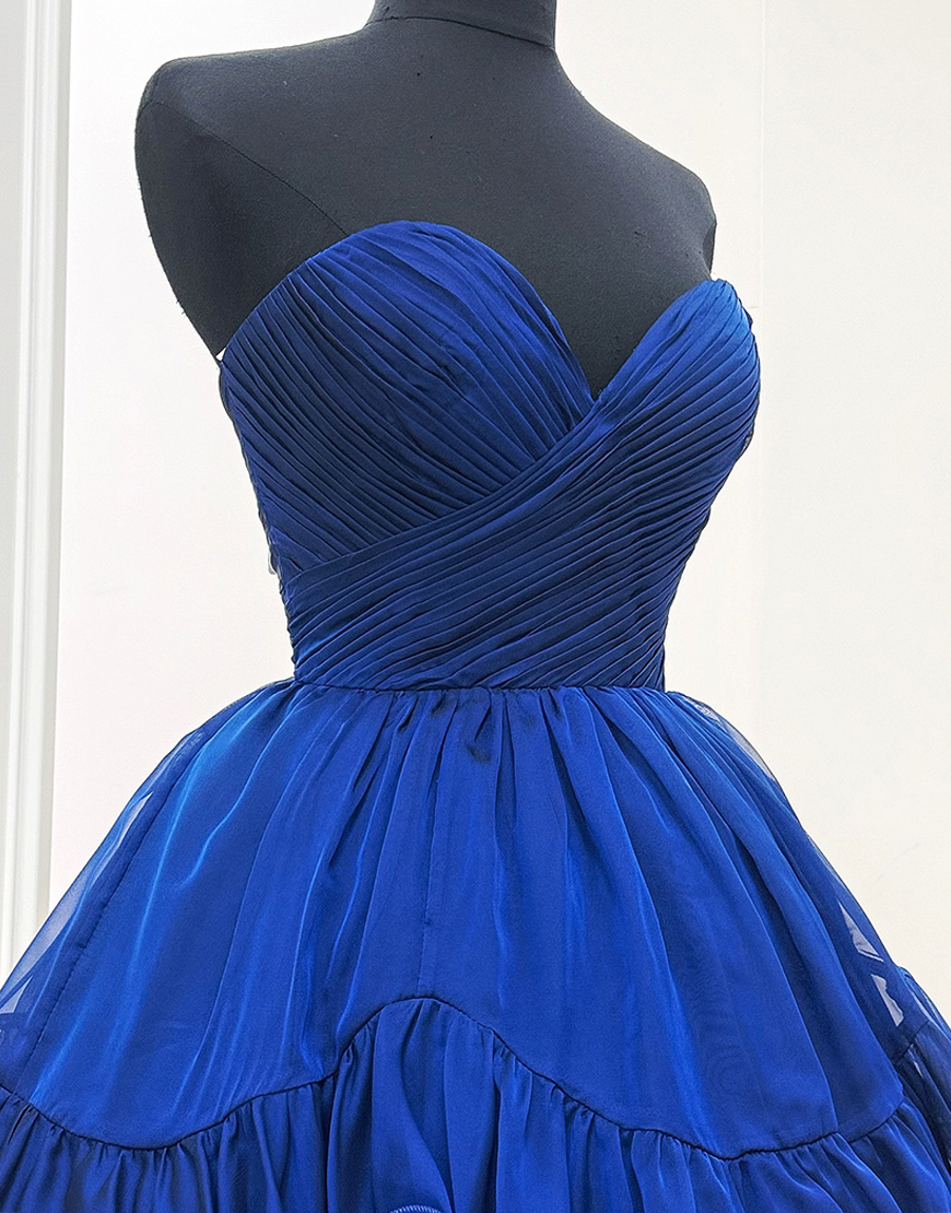 Dark Blue A Line Sweetheart Short Homecoming Dress with Ruffles