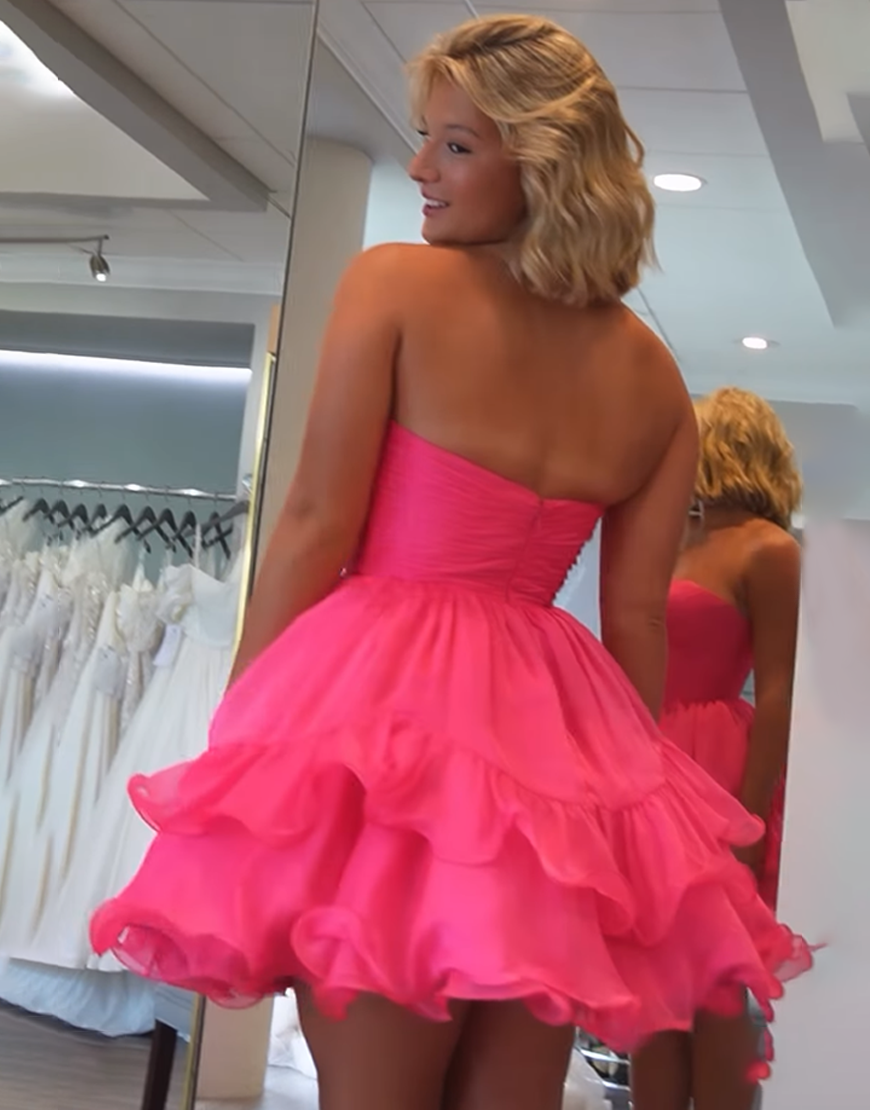 Fuchsia A Line Sweetheart Short Homecoming Dress with Ruffles