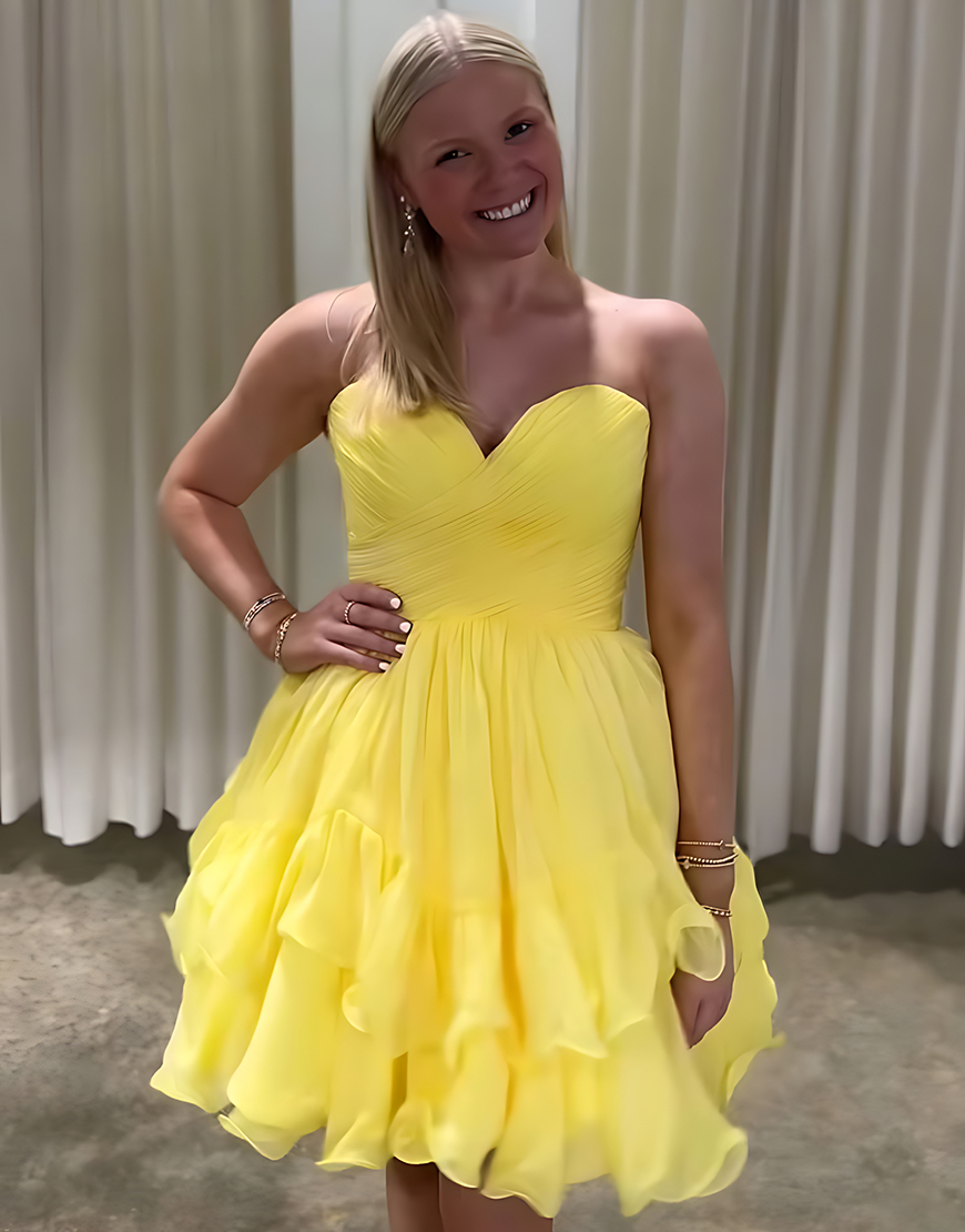 Dark Blue A Line Sweetheart Short Homecoming Dress with Ruffles