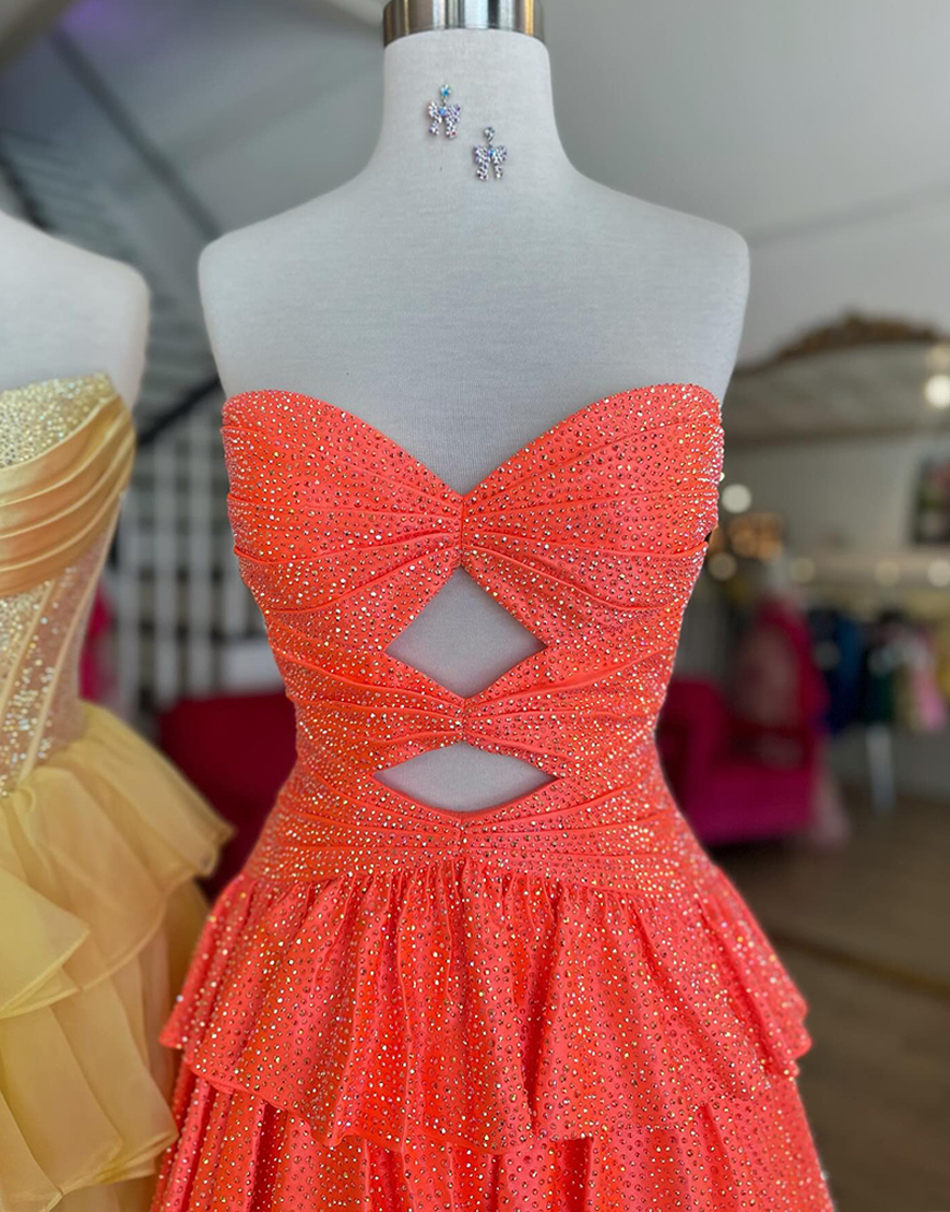 Sparkly Light Blue A Line Beaded Short Homecoming Dress with Ruffles