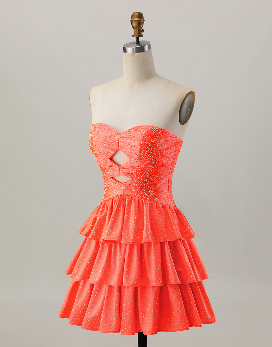 Sparkly Black A Line Ruffled Short Homecoming Dress with Beading