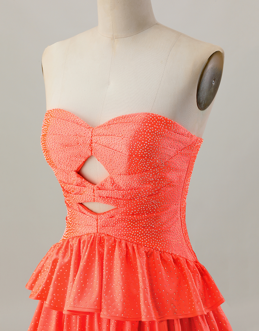 Sparkly Black A Line Ruffled Short Homecoming Dress with Beading