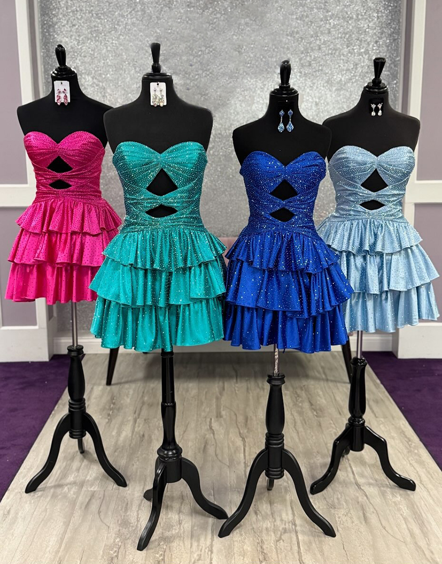 Sparkly Yellow A Line Beaded Short Homecoming Dress with Ruffles