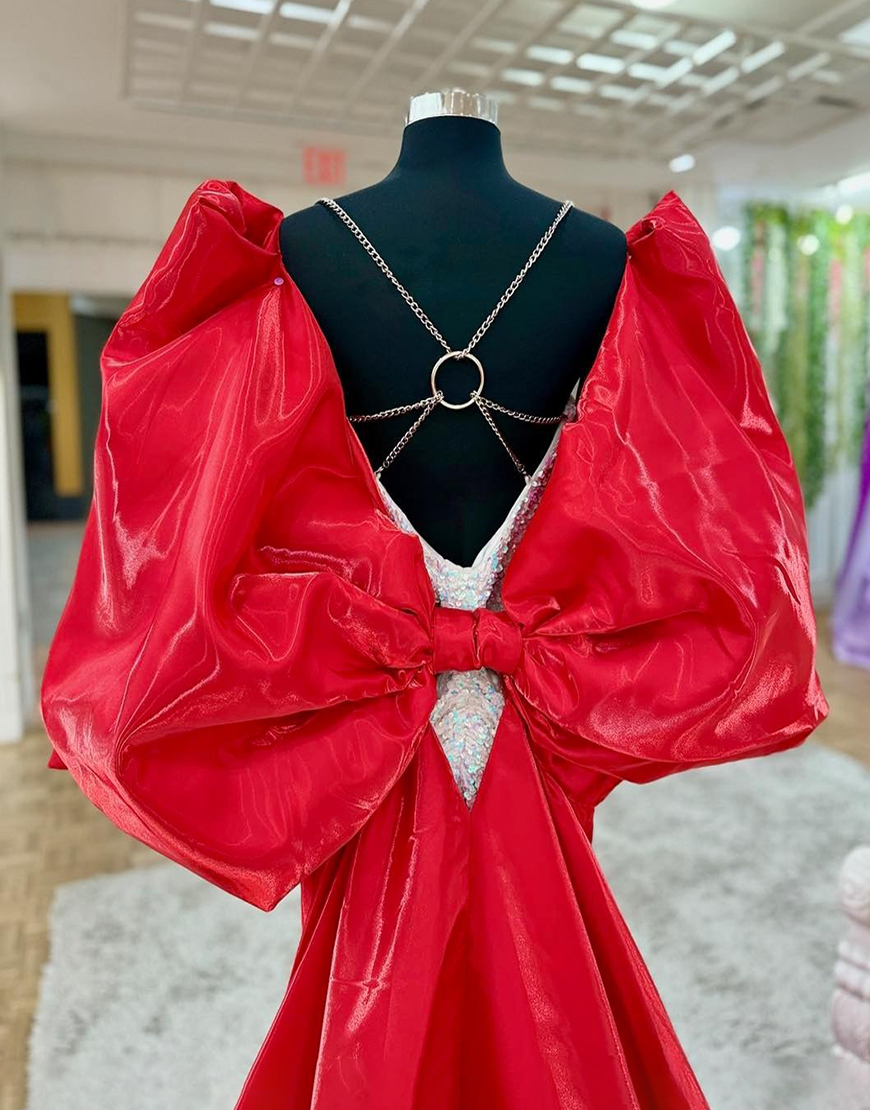 Sparkly White Red Ruched Sequins Tight Short Homecoming Dress with Bow