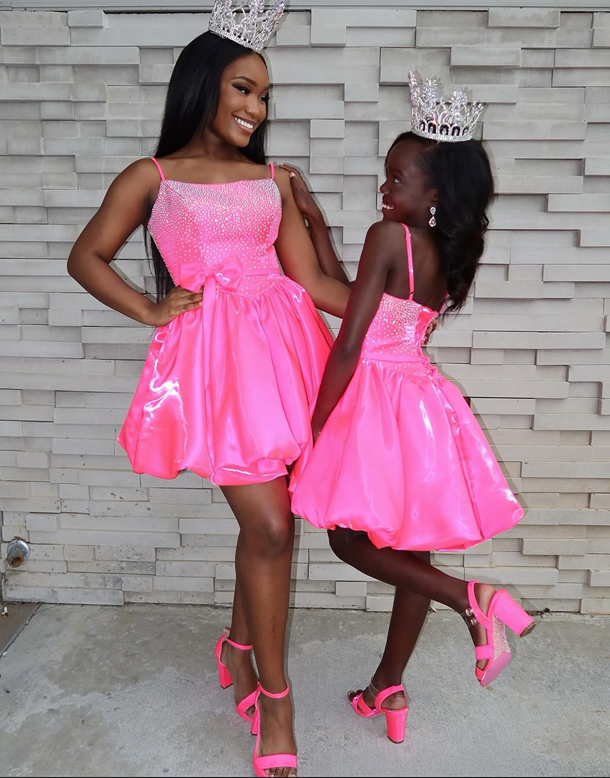 Sparkly Fuchsia A Line Beaded Short Homecoming Dress