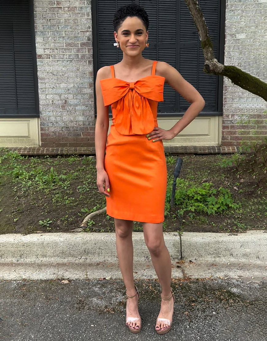 Orange Satin Tight Short Homecoming Dress with Bow