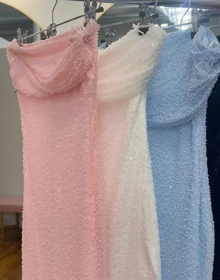 Sparkly Royal Blue Sequin Spaghetti Straps Tight Short Homecoming Dress with Pearls