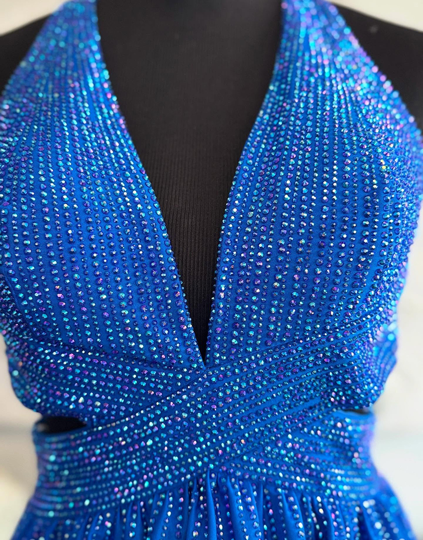 Sparkly Yellow Beaded A Line Short Homecoming Dress with Ruffles