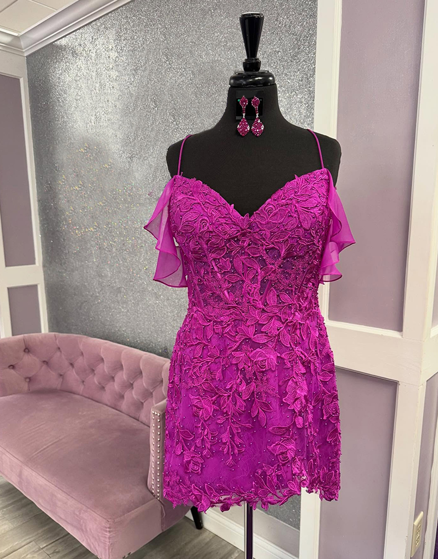 Sparkly Yellow Tight Lace Short Corset Homecoming Dress with Ruffles