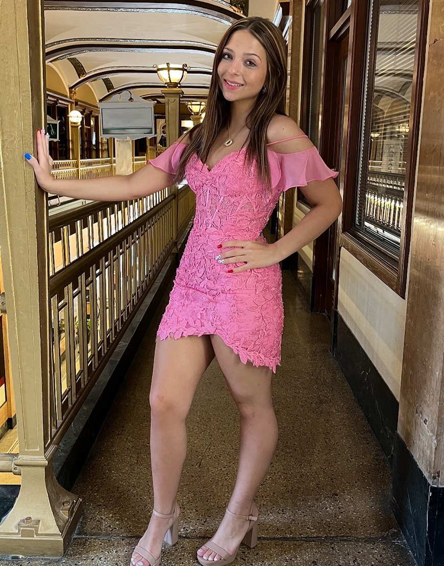 Sparkly Yellow Tight Lace Short Corset Homecoming Dress with Ruffles