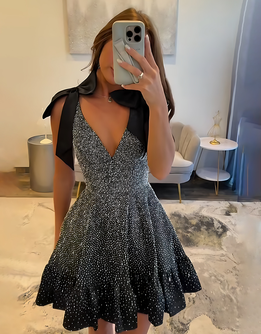 Sparkly Royal Blue Ruffled A Line Short Homecoming Dress with Beading