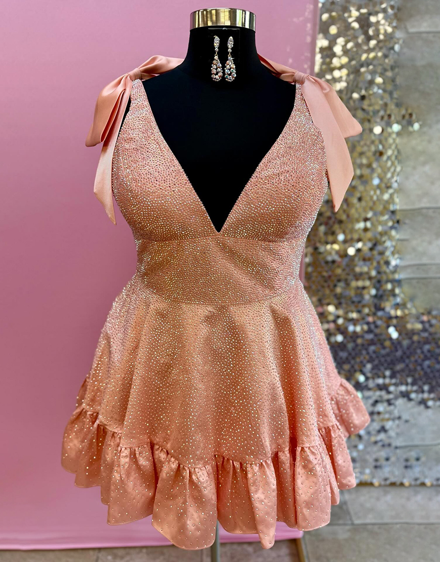 Sparkly Royal Blue Ruffled A Line Short Homecoming Dress with Beading