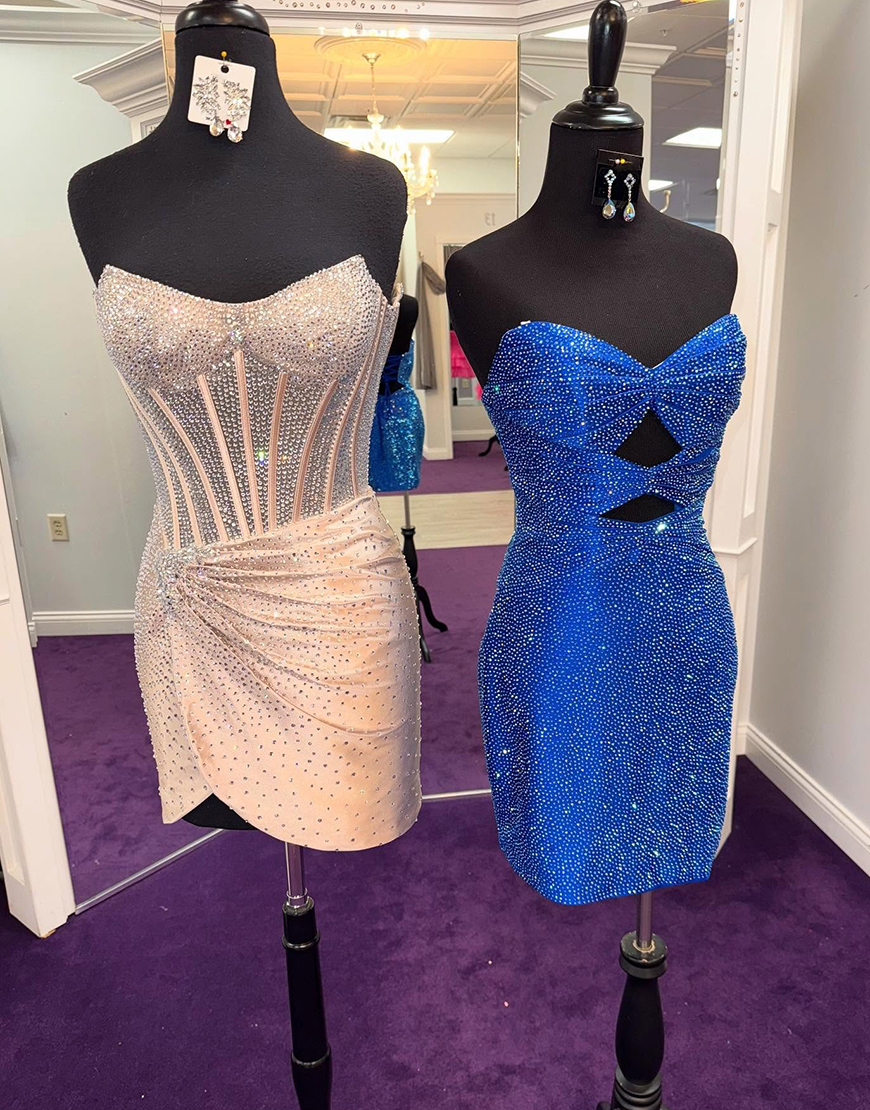 Sparkly Gold Tight Ruched Beaded Short Corset Homecoming Dress