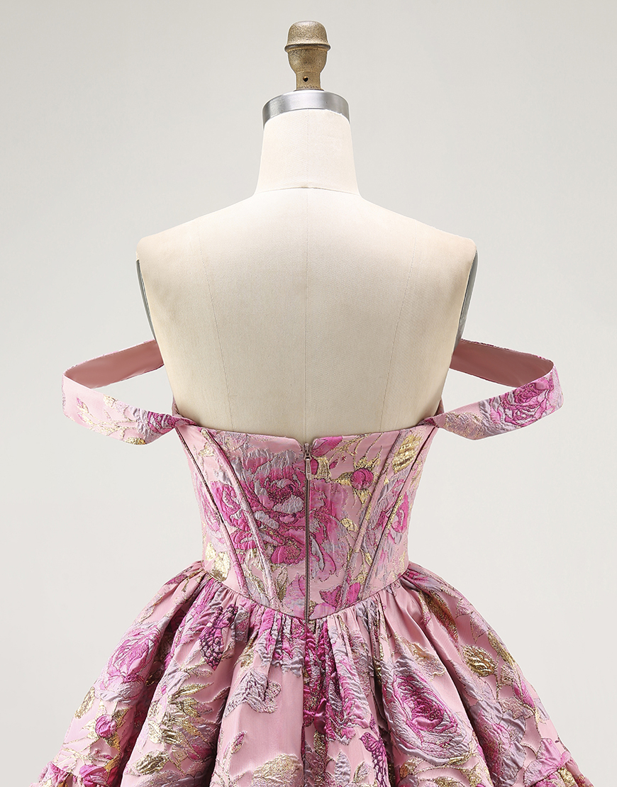 Blush Floral A Line Ruffled Short Corset Homecoming Dress