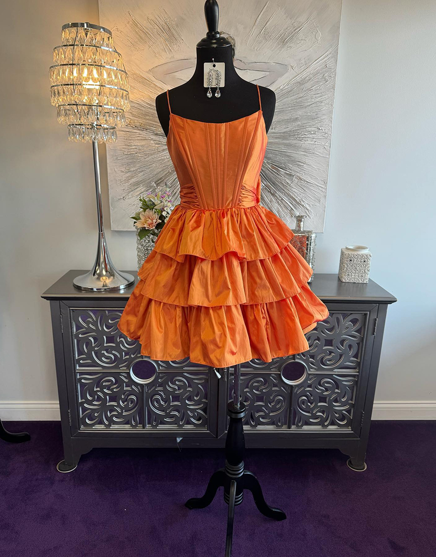 Royal Blue Ruffled A Line Short Corset Homecoming Dress with Bow