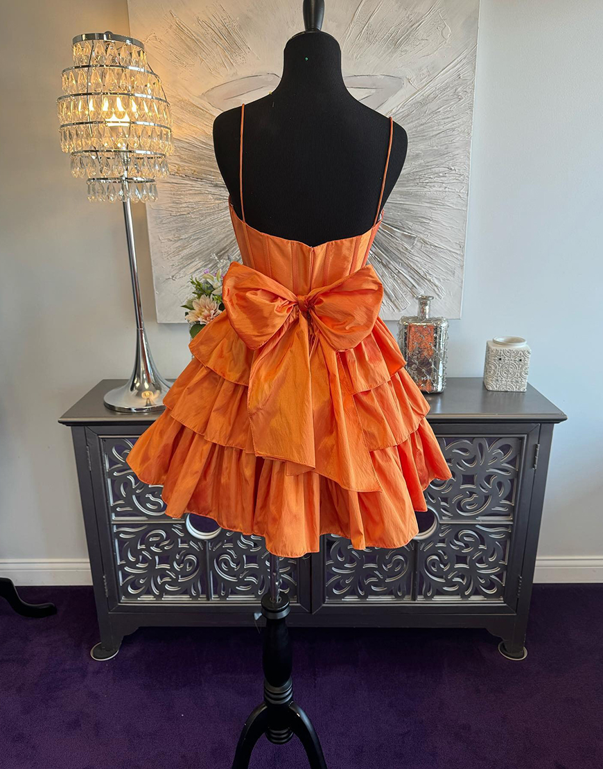 Royal Blue Ruffled A Line Short Corset Homecoming Dress with Bow