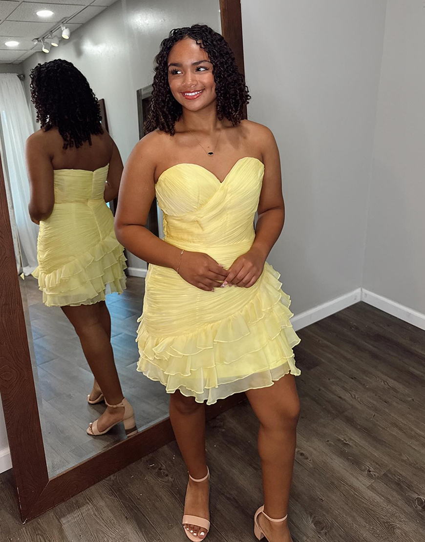 Fuchsia Tight Satin Short Corset Homecoming Dress with Ruffles