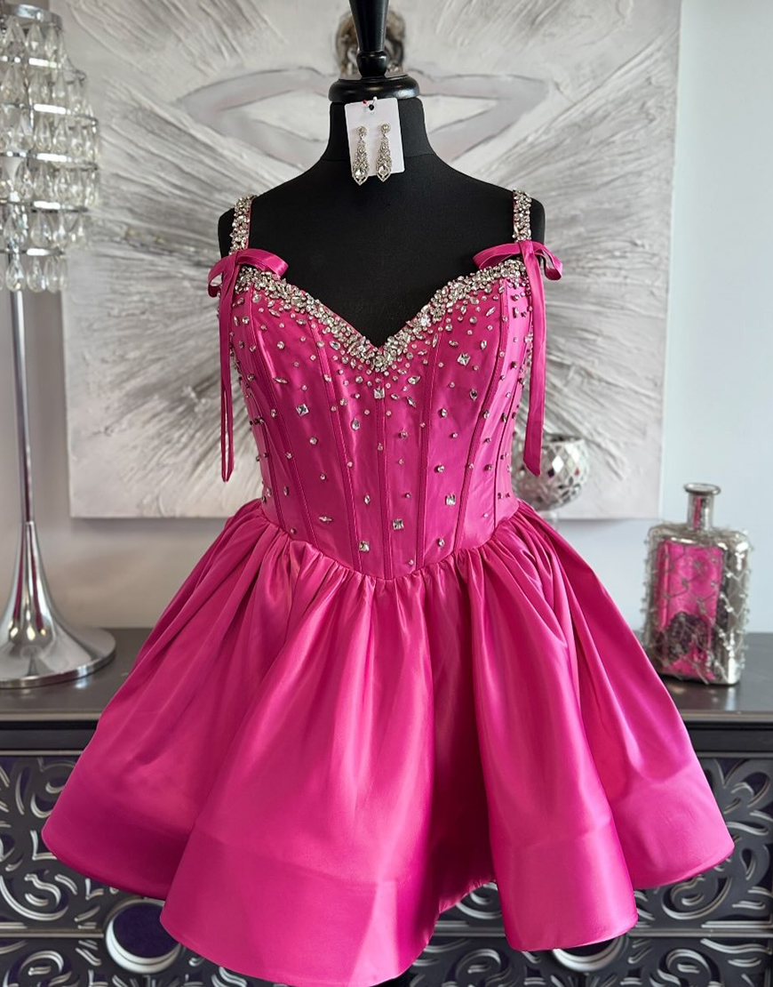 Sparkly Black A Line Short Corset Homecoming Dress with Rhinestones