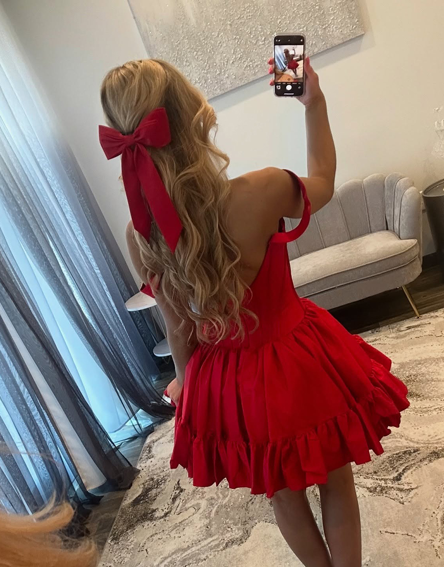 Emerald Green Satin Off the Shoulder Short Corset Homecoming Dress with Ruffles