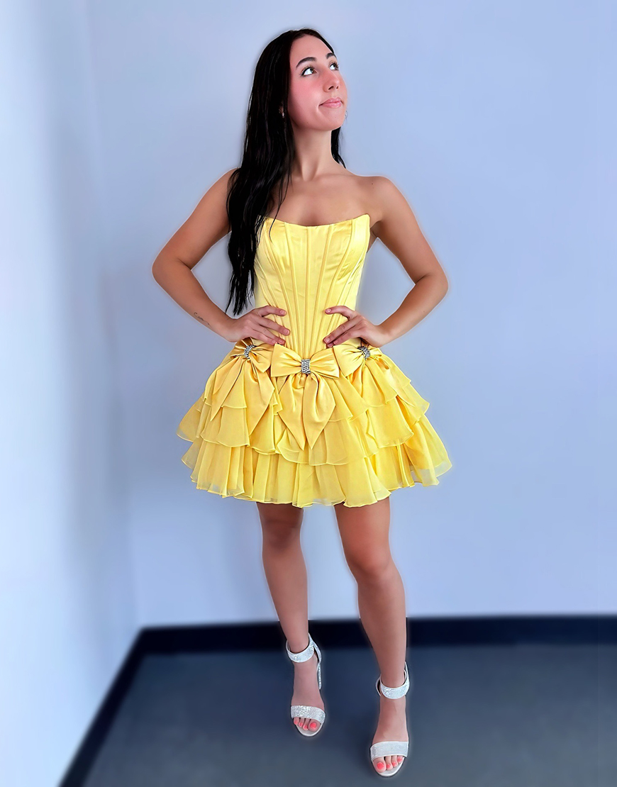 Sparkly Blue Beaded A Line Short Corset Homecoming Dress with Bows