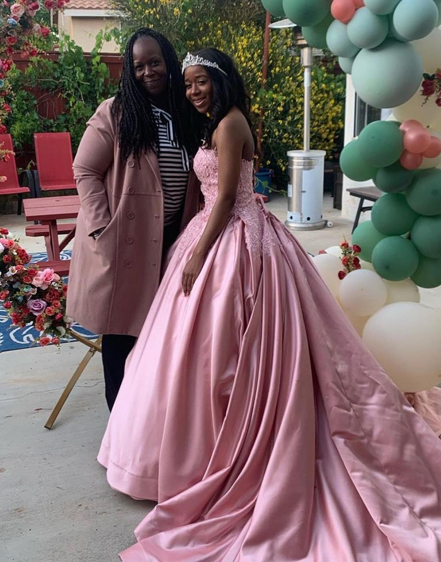 Pink Princess Sweetheart Satin Ball Gown Long Quinceanera Dress with Lace